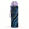 1PC Dark Black Blue Gold Vein Agate Marble Art 750ml Color Plastic Sports Water Bottle Leakproof Flip Straw Lid Suitable for Sports Office Home Use