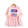 Girls Cartoon Kpop Rumi Zoey Mira Hunters Print Pleat Mesh Dress