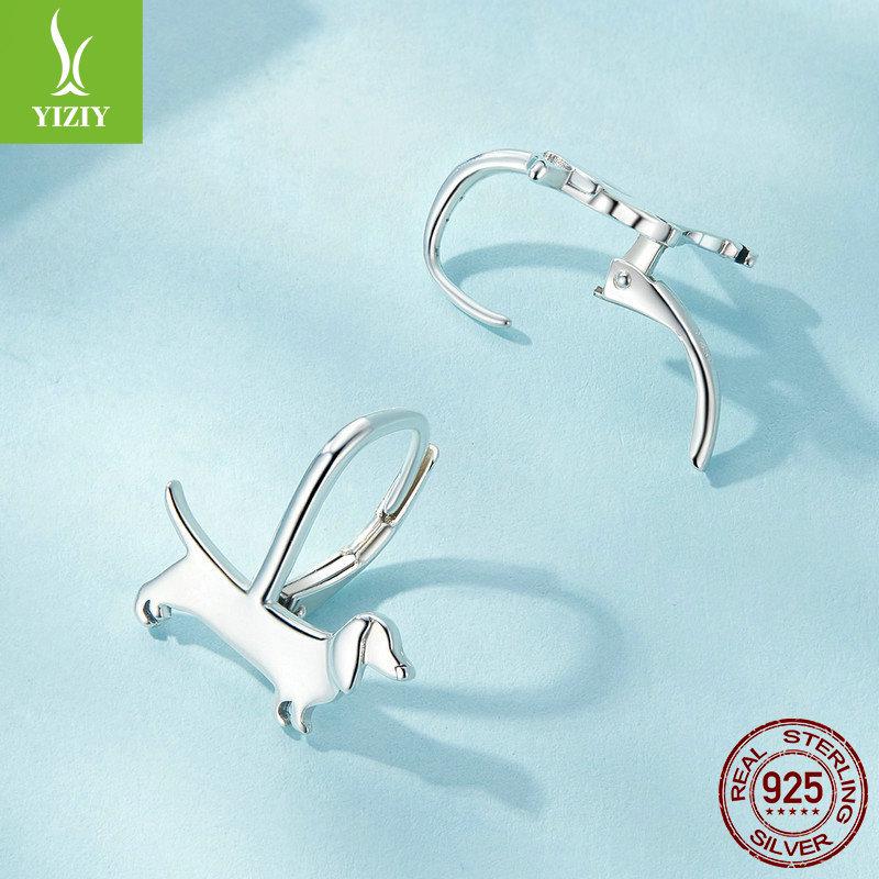Yinziyun Dachshund Ear Cuffs: Cute S925 Sterling Silver Earrings for Women