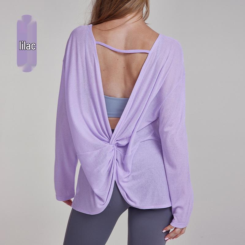 

Anjiu Women s Loose Backless Twist Top - Soft, Comfortable Yoga Cover-up XL