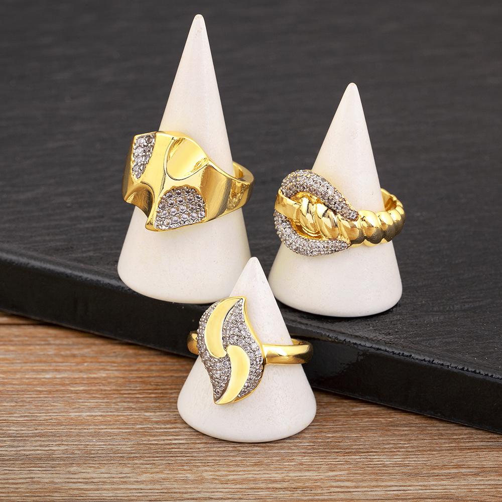 Nidin Neuer Beliebter Unregelmäßiger Geometrischer Zirkon Anhänger Offene Ringe Verstellbar 3 Stile Für Damen Herren Finger Schmuck Kreative Geschenke