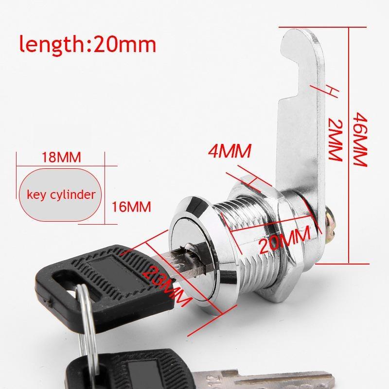 2 Stück Klassisches Sicherheitsschloss Metallzylinder Schrank Spind 16 20 25 30 mm Nockenverriegelung mit Schlüsseln Robuster Briefkasten Schublade Sicherheit