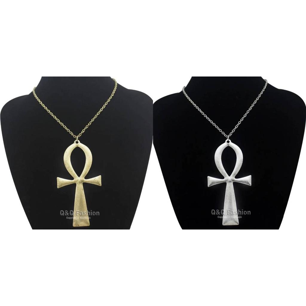 Retro Vintage Necklace Pendant Amulet Talisman Big Ankh Cross Men Women Stainless Steel Egypt Egyptian Key Life Jewelry Gift Hip Hop Rock Goth Gothic
