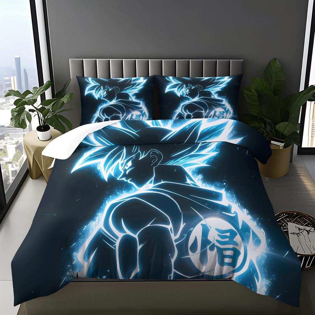 Hot Anime D-Dragons-Balls Series Bedding, Soft and Breathable Duvet Cover and Pillowcase, Suitable for Teen Bedroom Decoration