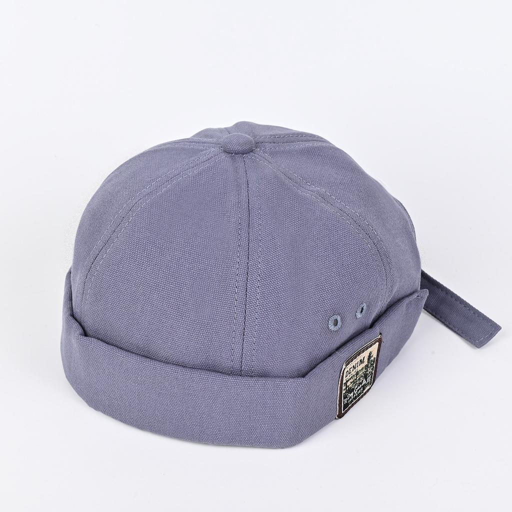 Casquettes sans bord à étiquette lettre rétro Unisexe Couleur unie Bonnet Homme Femme Été Street Réglable Chapeaux Docker Calotte Casquette Hip Hop