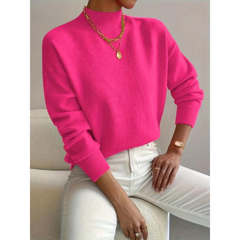 P17511 Semi-High Neck Knit Sweater