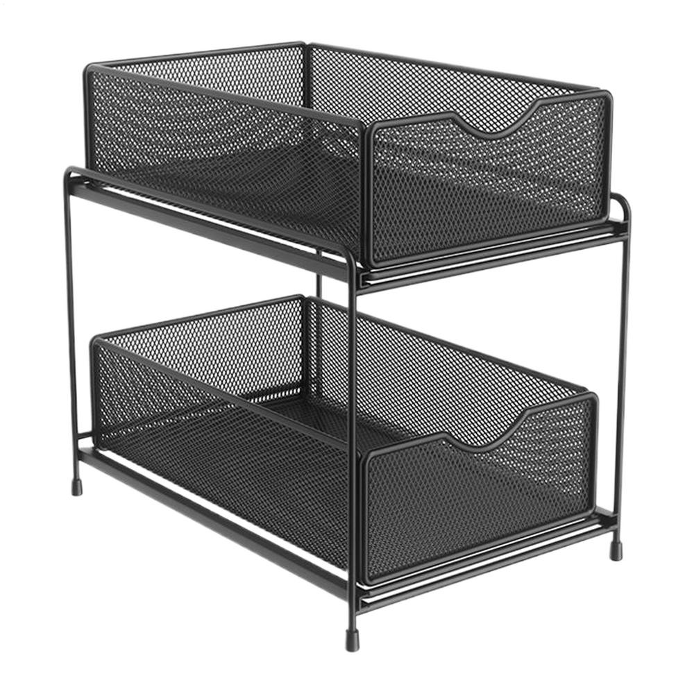 

Sink Organizer Metal Large Capacity Pull-Out Sink Organizer Rack for Kitchen for Sponge Seasoning Jars Snack Dish Plate Cup чёрный