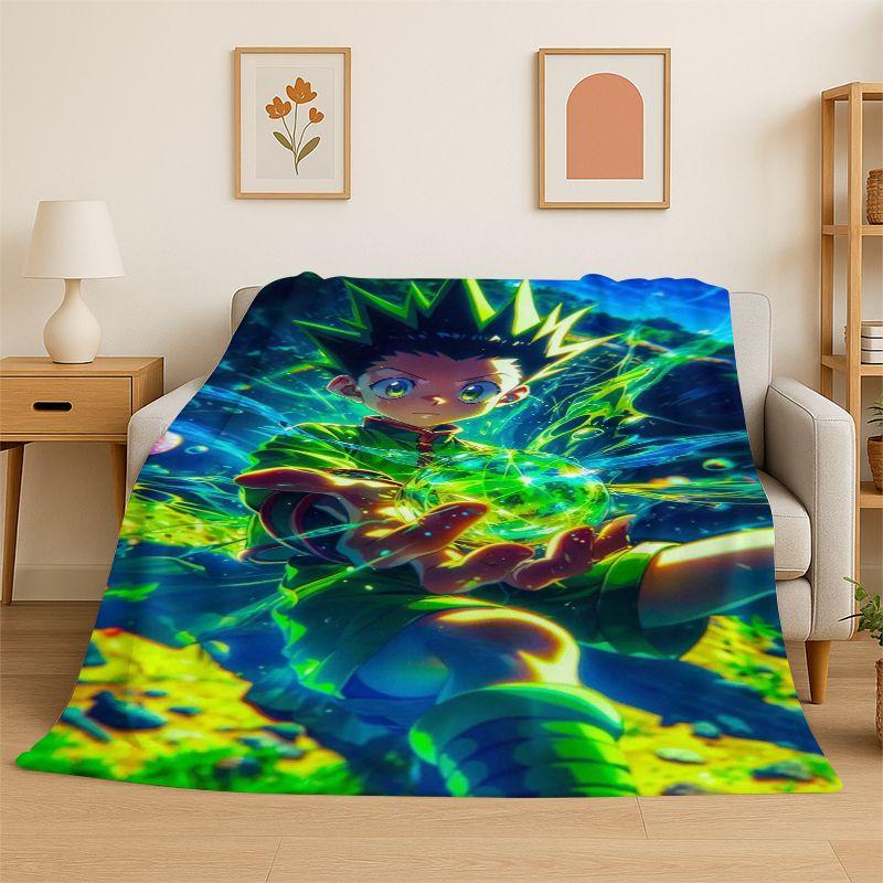 Anime Hunter × Hunter HxH Cartoon Flannel Blanket Soft Warm Throw Blanket for Bedroom Living Room Bed Travel Camping Picnic