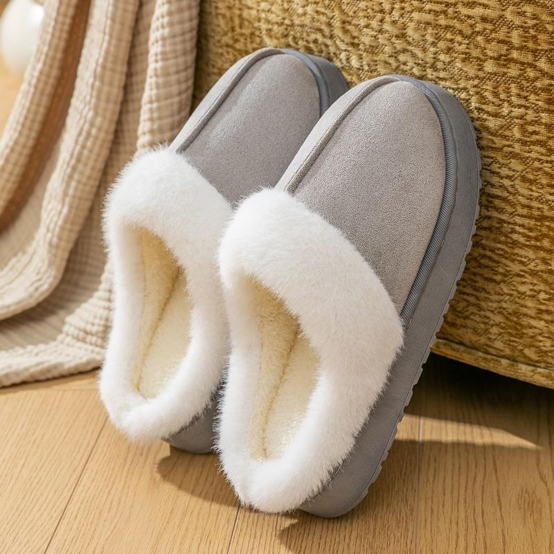 

New winter thick-soled cotton slippers women s non-slip bag head warm home fluffy slippers snow boots cotton shoes 44-45
