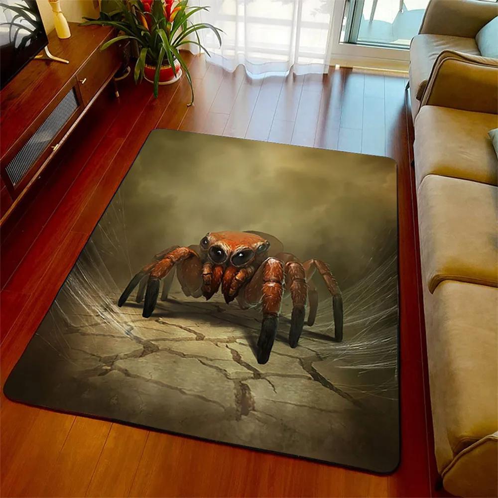 Halloween Spider Carpet 3D Printed Fear Horror Mat Trick or Treat Rug Living Room Bedroom Area Rugs Halloween Gift Home Decor