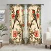 2 Panels Vintage and Exquisite Floral and Bird Curtains   Shade and Privacy Protection   Suitable for Decorating Various Rooms