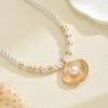 Pearl shell necklace, fashion hot-selling vacation style pendant, niche high-end personalized knot necklace.