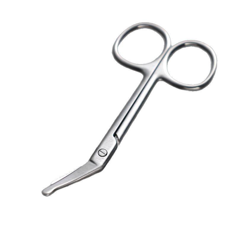 All-Steel Round Head Serrated Gauze Scissors for Bandages, Yarn, Fishing Line, Plaster, and Suture Removal.