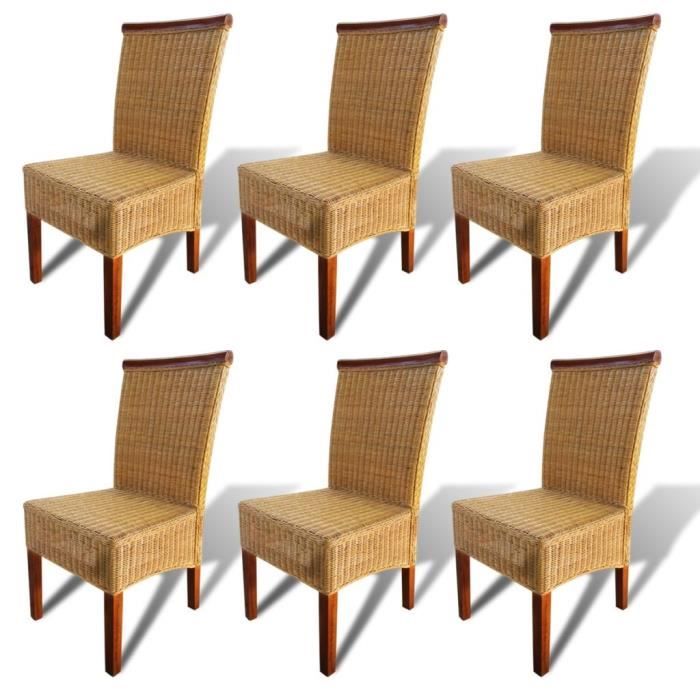 Chaises de salle à manger - vidaXL - Lot de 6 - Marron - Rotin naturel - Style contemporain
