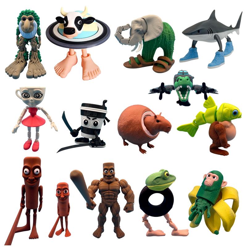 Italienisches Brainrot Spielzeug 3D-gedruckte Puppe Tung Tung Sahur Figur Tralalero Tralala Hai-Figur Schreibtischornament Geschenke Heimdeko