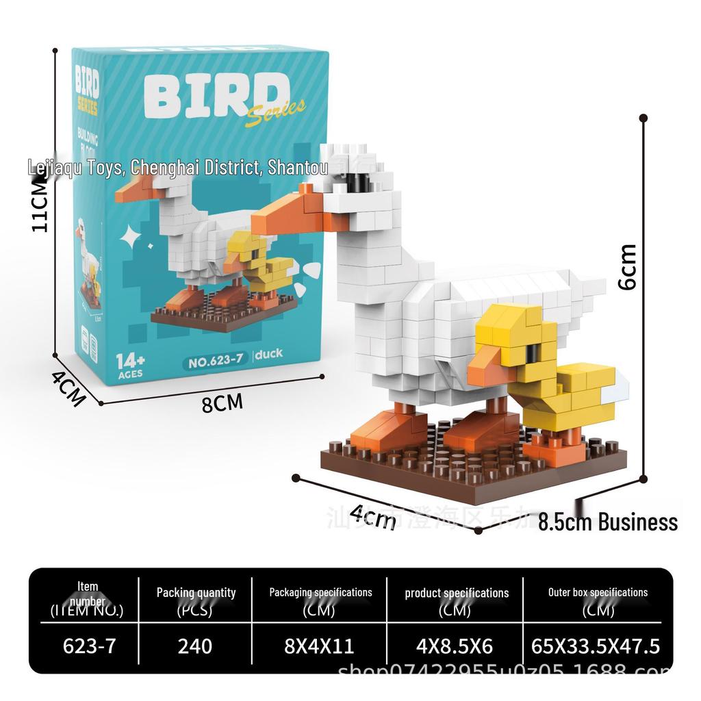 Educational Flying Birds Micro-Block Set: Owl, Ostrich, Swan Toy Gift