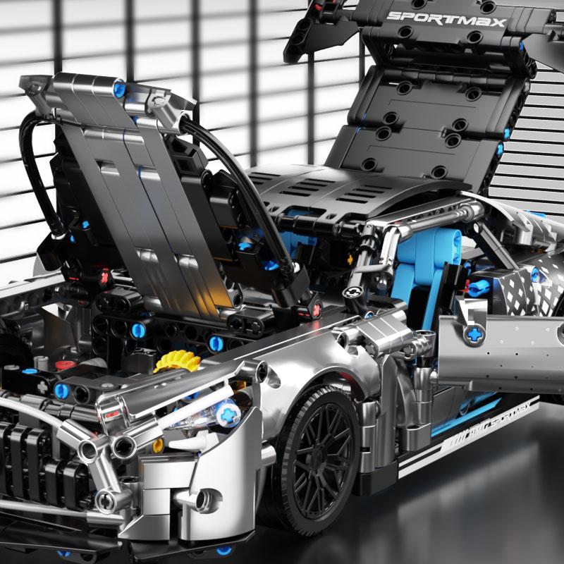 Zestaw klocków samochodowych wyścigowych 1466 szt., 1 szt.:Zestaw modeli pojazdów sportowych w skali 14 dla dorosłych, zabawki na prezent urodzinowy dla chłopców