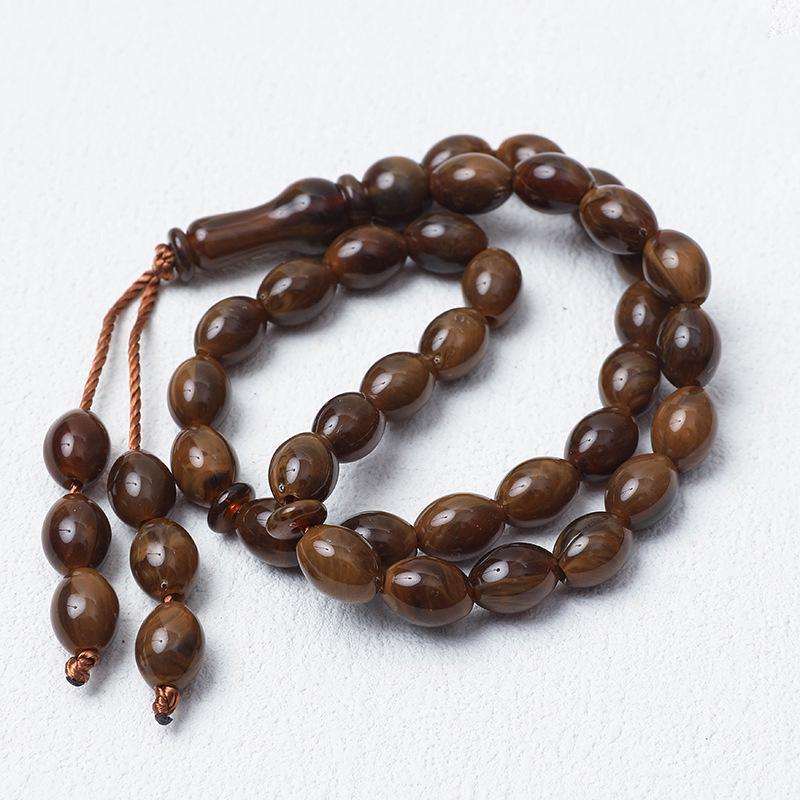 Islamic 33-Bead Tasbih Prayer Rosary, 9x12 mm Beads, Middle Eastern Hui Hand String