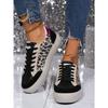 [Everyday Comfort] Women's Leopard Print Star Sneakers, Casual Lace-Up Low Top Shoes with Round Toe, Fabric Upper & Mesh Inner, PVC Sole