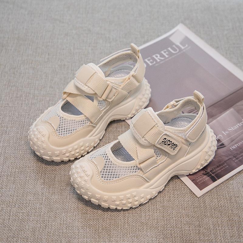 Girls' summer sports sandals 2025 new breathable hollow mesh shoes children's non-slip tire soles