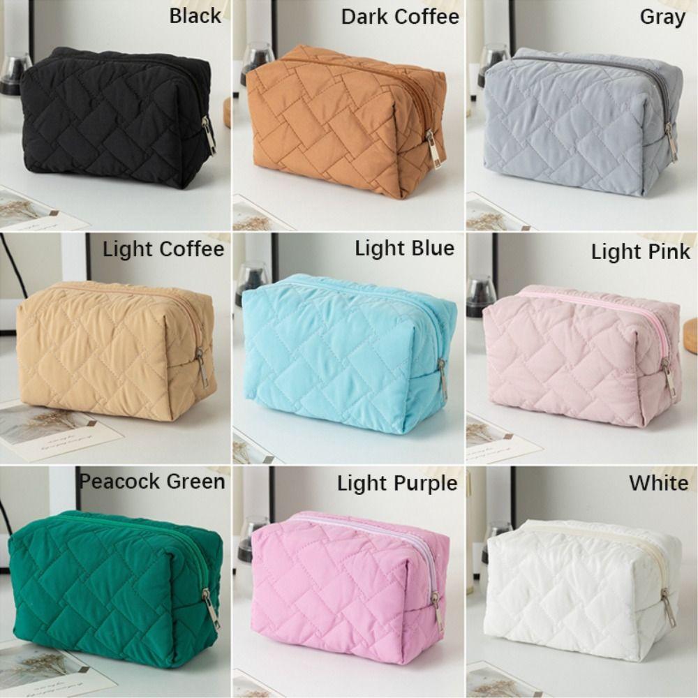 High Appearance Large Capacity Cosmetics Storage Bag Zipper Clutch Solid Color Makeup Bag Travel Organizer Wash Pouch Cosmetics