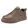 Men's Trendy Black Leather Waterproof Non-slip Sneakers - Breathable and Versatile for Spring Casual Sports