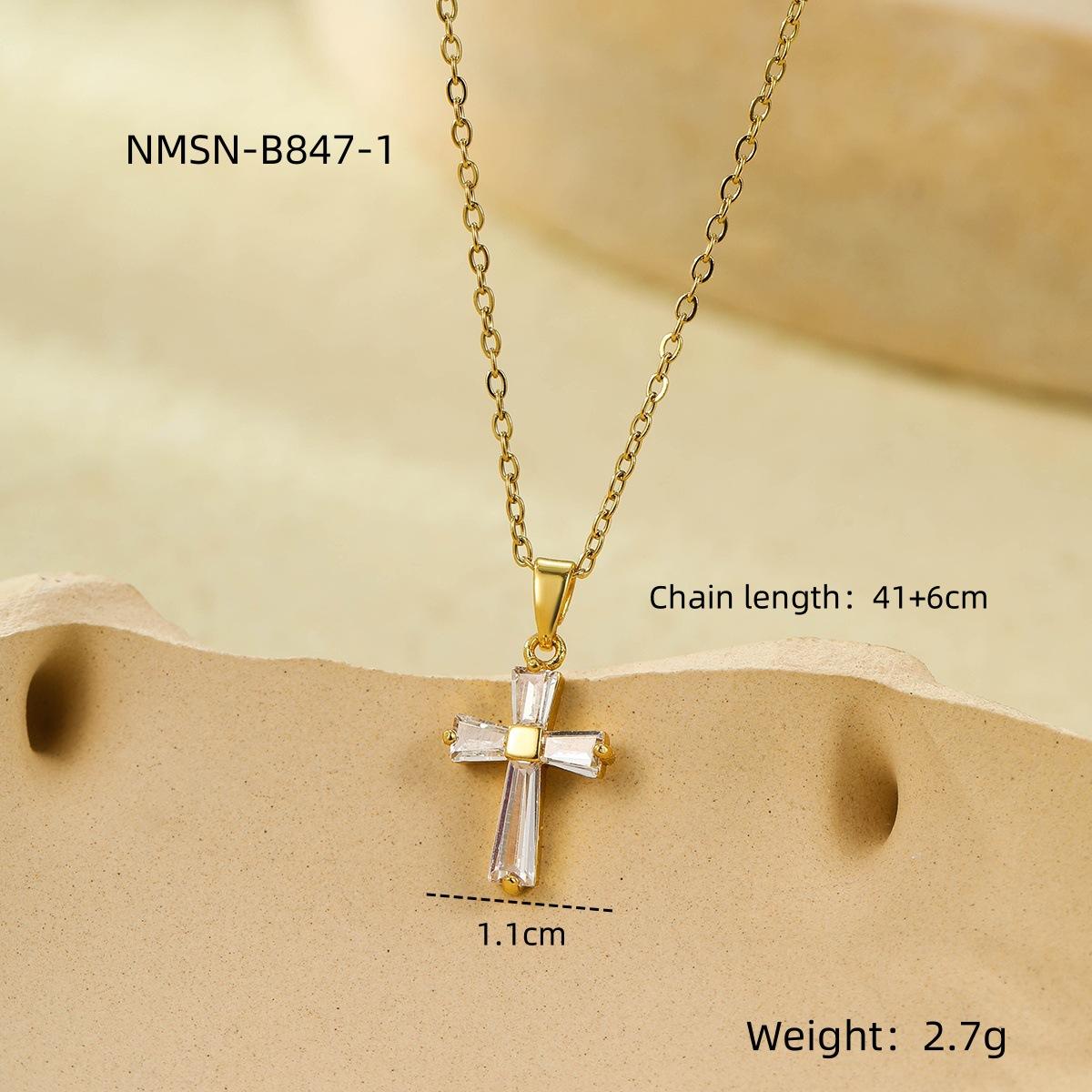 GEMCHIC Women s 18K Gold Stainless Steel Geometric Cross Pendant with White Zircon Minimalist Chain Necklace