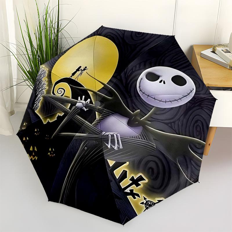 

1pc Nightmare Before Christmas Jack Skellington Automatic Opening Umbrella - Portable Folding Design, 8-Bone Iron Frame Outdoor Umbrella, Pe