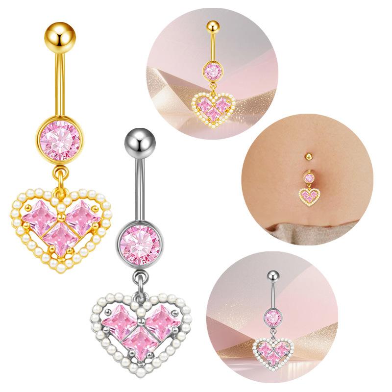 Schicker Schmetterling Herz Bauchnabelpiercing Pink Damen Nabel für Geburtstag und Feier