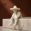 3D Printed Resin Statues Sitting Skeleton Shelf Sitter Figurine, Gothic Hat Desktop Modern Minimalist Statue Ornament, Trendy Home Table Edge