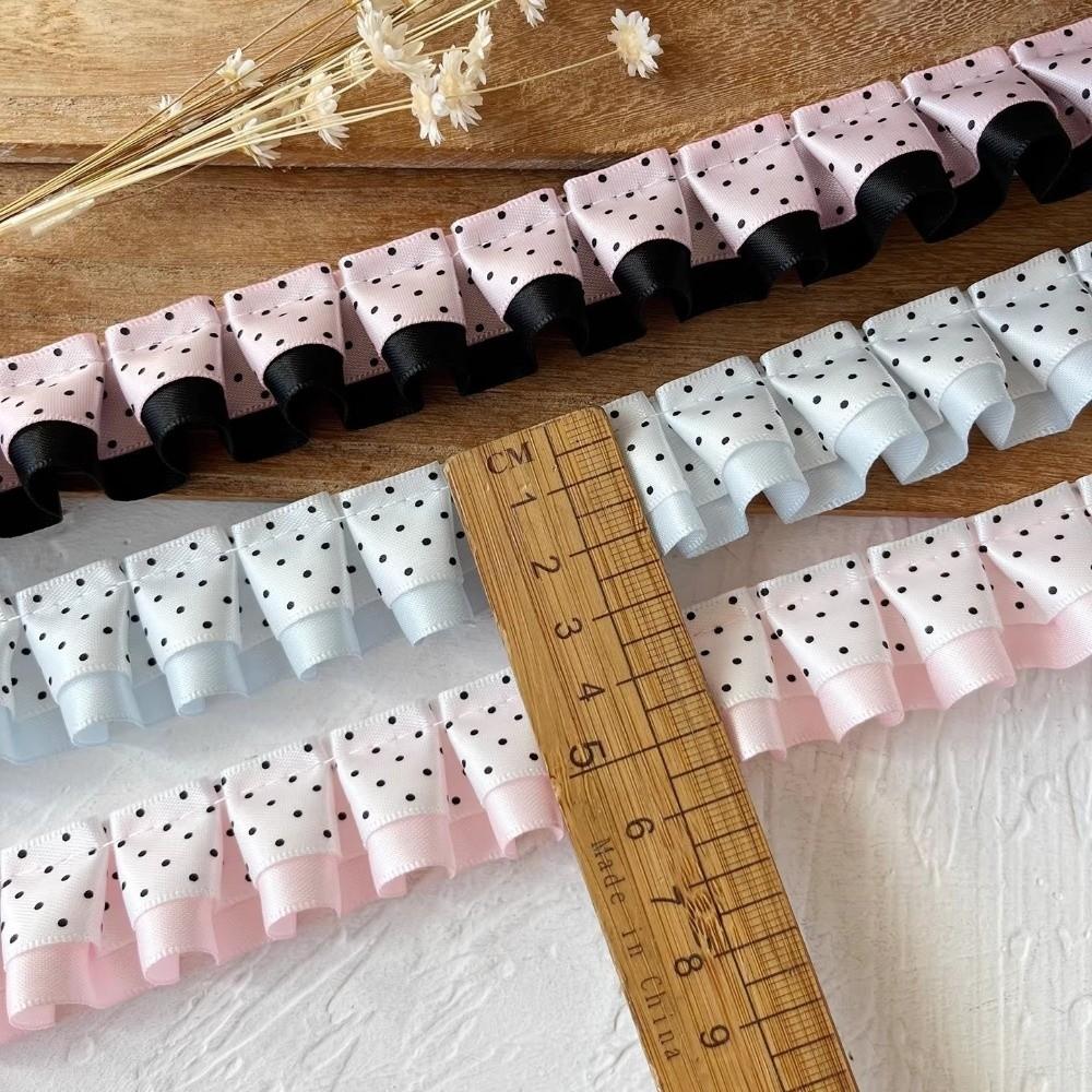 2M Pleated Ribbon Trim Ruffle Trim Collar Cuff Trim Lolita Dress Ribbon Needlework Crafts DIY Double Layer Lace Ribbon