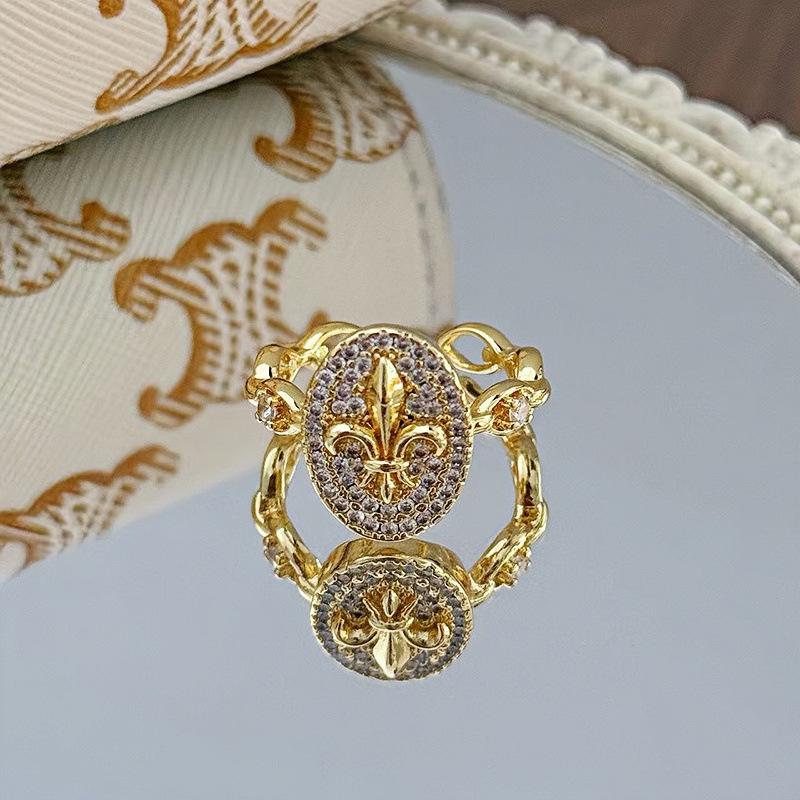 Medieval Vintage Premium Flash Diamond Retro Brushed Wide Version Open Ring Niche Light Luxury Stacked Ring Woman