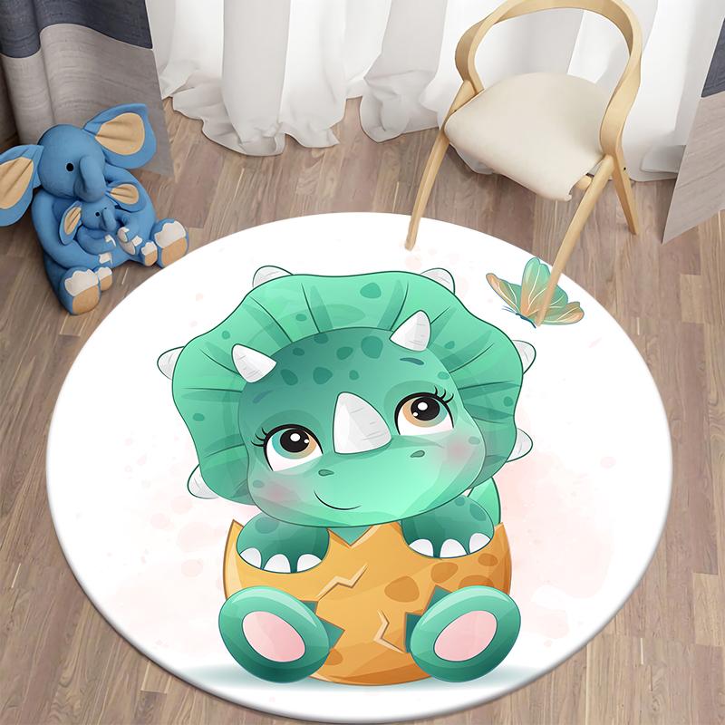 Round Cartoon Dinosaur Floor Mat Living Room Kitchen Bedroom Carpet Kids Room Decoration Home Decor