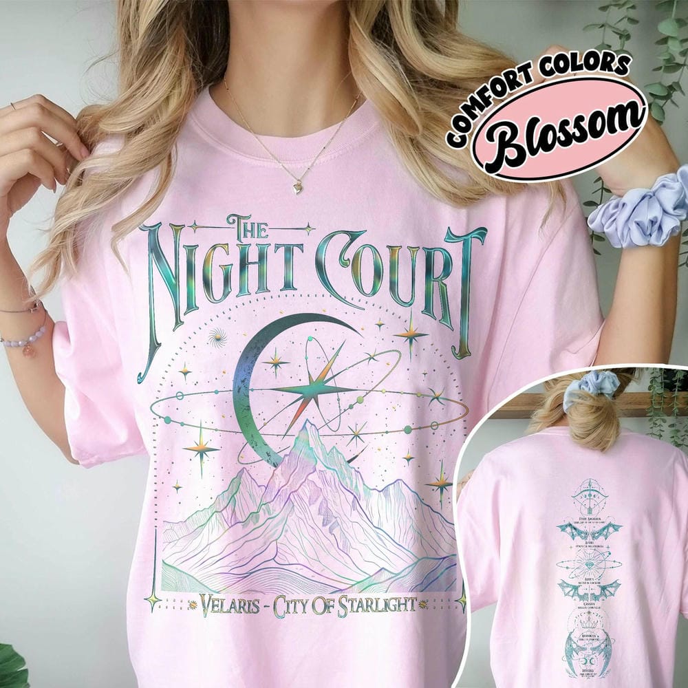 Velaris Die Nachtgerichte Acotar 2-seitiges Komfort-T-Shirt Hof der Träume Unisex-T-Shirt Lustiger Innerer Kreis Acotar Shirt Streetwear