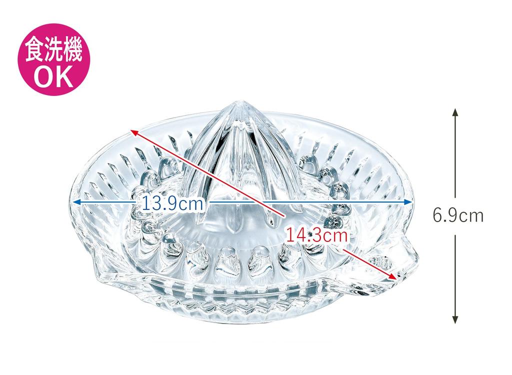 Toyo Sasaki Glass Lemon Made in Dishwasher Fruit Squeezer, Round, Japan, Safe, Squeezer, Glass, P-SGK-101-N