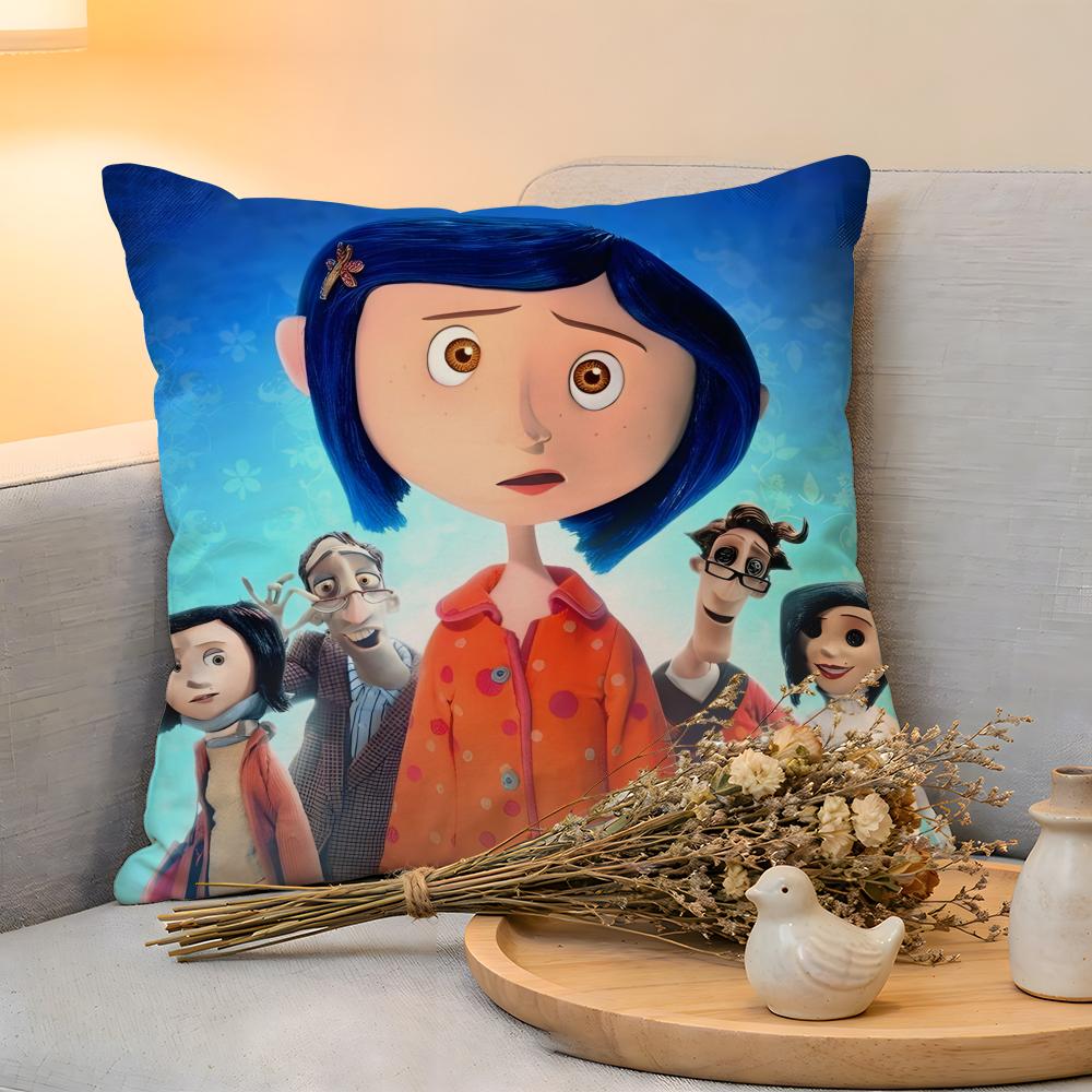 Cushion Cover Linen SkinFriendly Soft Decorative Case For Sofa Home Decor CCoraline Anime Pillow cover