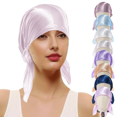 Baotou Sciarpa Seta Simulata Raso Cuffia da Notte Casa Triangolo Cappuccio Elastico Fasce per Capelli Elastiche a Colore Ding Tinta Unita Casa Donna