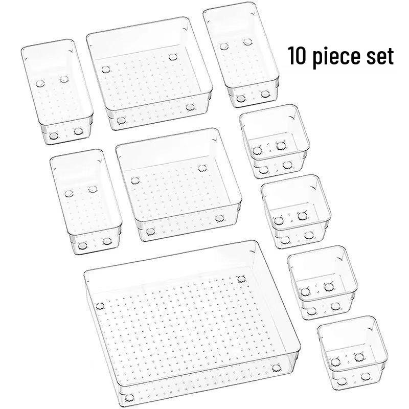 Transparent Desk Organizer with Compartments - Thickened Plastic Drawer for Small Items Storage
