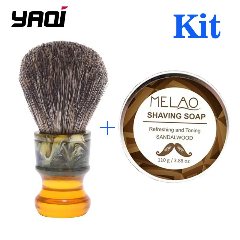 YAQI 22MM Sagrada Familia Two Band Badger Hair Resin Handle Men Wet Shave Brushes And a Shaving Soap Set