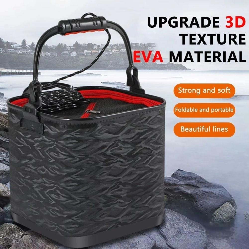 Portable Folding Bucket 3D Textured EVA Bucket Small Fishing Box Outdoor Fishing