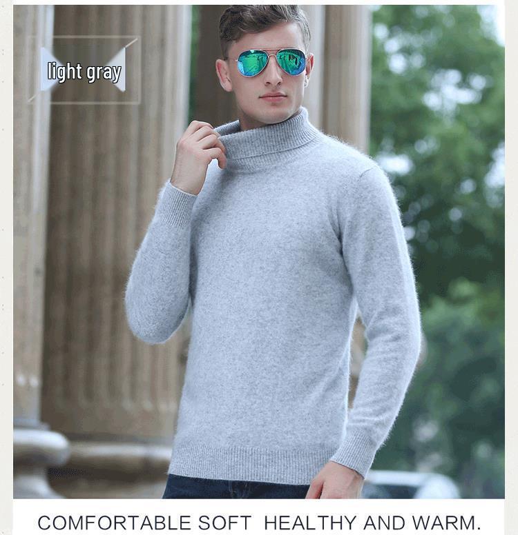 Men's Plus Size High Neck Velvet Cashmere Pullover Sweater