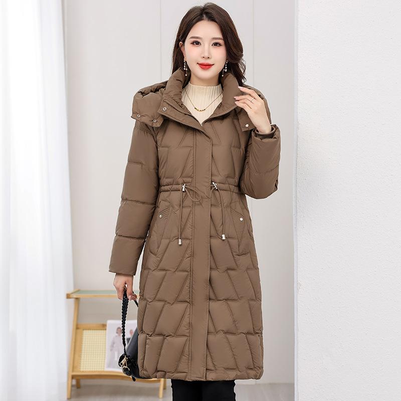 Cold-proof Casual Down Cotton Jacket, Over-the-knee Cotton Jacket, Women's Long Padded Jacket, Winter New Thickened Slim Korean Version
