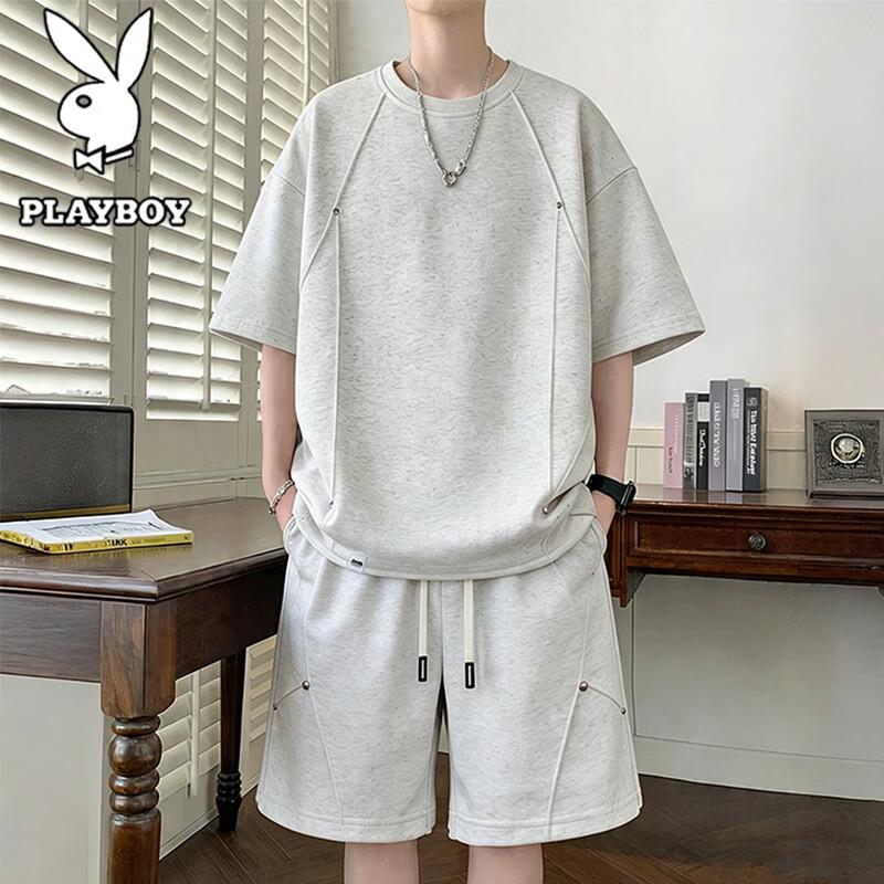 PLAYBOY Men's Casual Summer Short Sleeve & Shorts Set