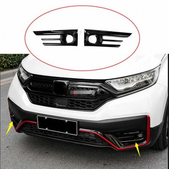 Black Front Fog Light Bumper Lamp Cover Trim For Honda CR-V CRV