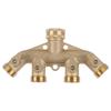G3/4 Brass 4‑Way Garden Hose Splitter Ball Valve Hose Adapter Water Faucet Valve Connector