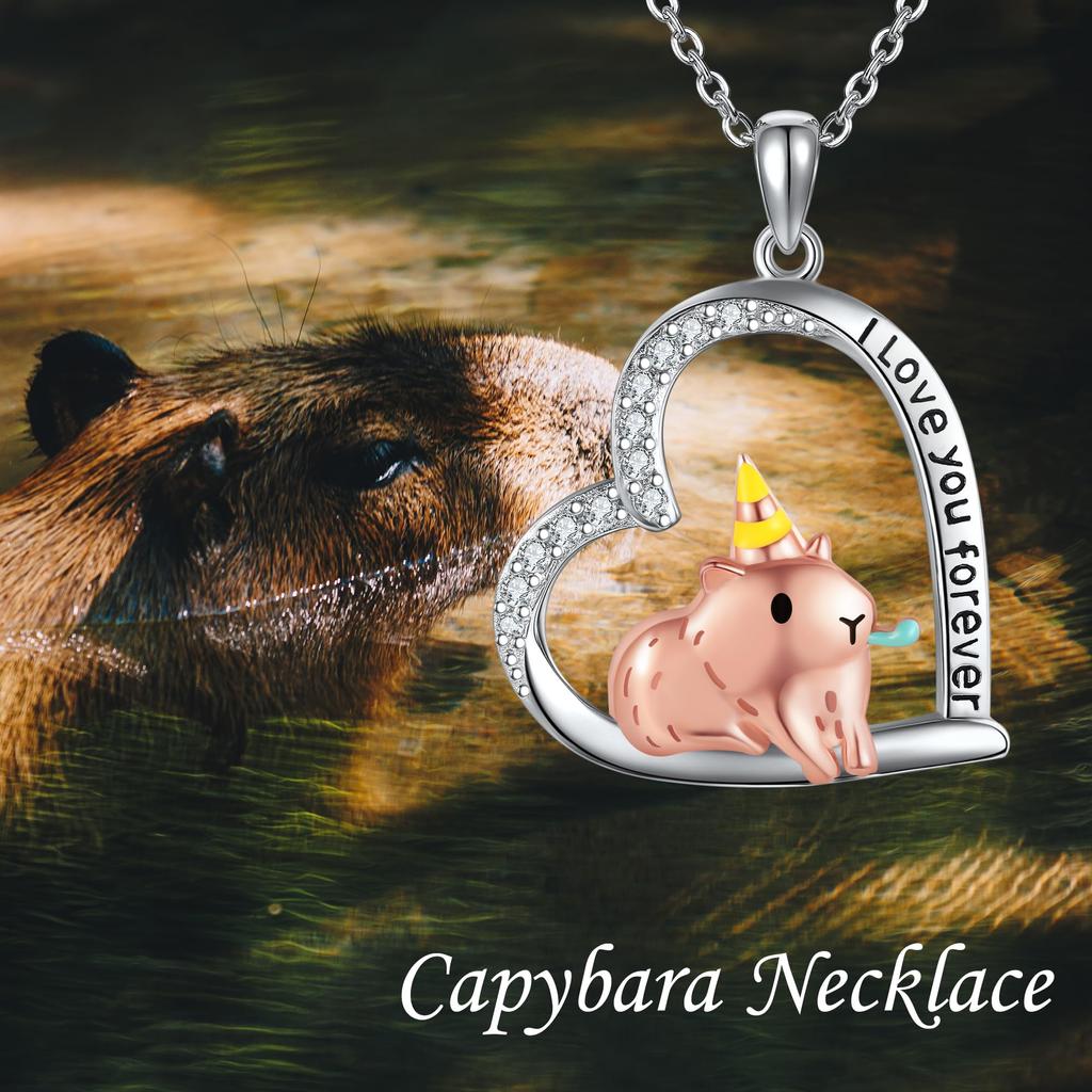 [YFN] Capybara Necklace for Women, 925 Sterling Silver, Capybara Pendant, Capybara Birthday Necklace, Capybara Accessory, Capybara Gift for Her