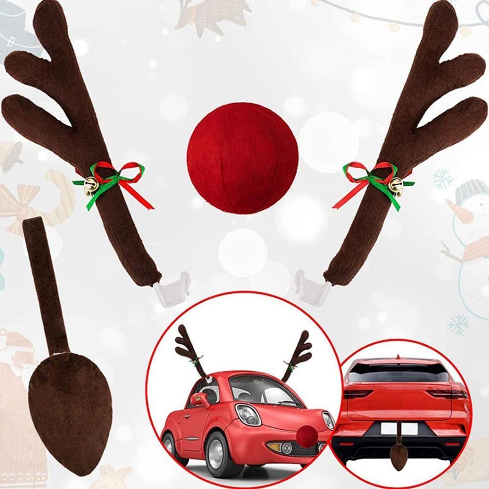 Creative Christmas Auto Exterior Decor Deer Horn Car Reindeer Antler Kit Exterior Accessories