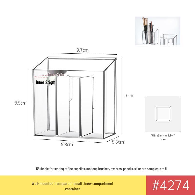 Transparent Wall-Mounted Mirror Cabinet for Bathroom Cosmetics and Lipstick Storage