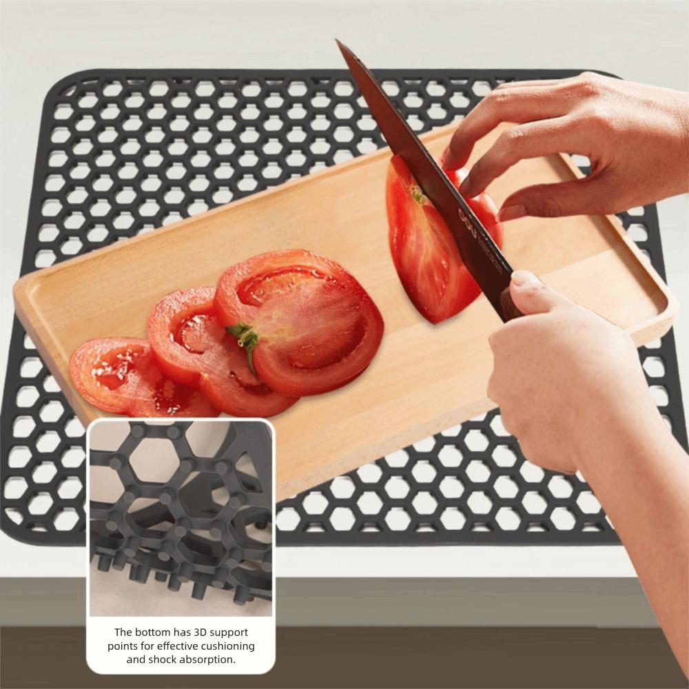 Hollow Dishes Drying Mat Silicone Drain Pad Household Countertop Mat  Tableware