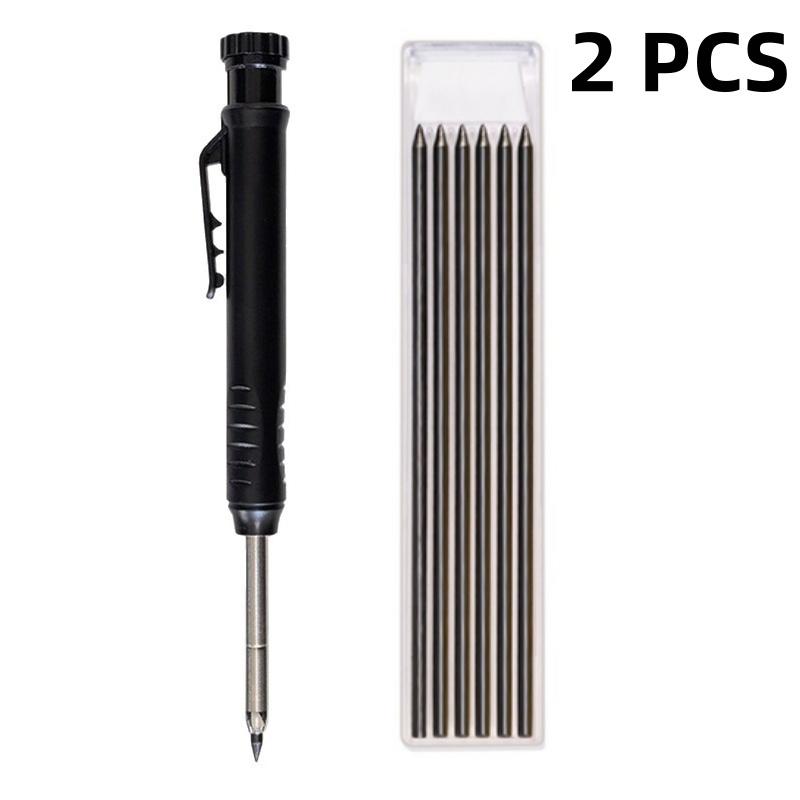 Solid Carpenter Mechanical Pencil with Sharpener Woodworking Drawing Pencil Tools 3 Colors Refill Construction Stationery